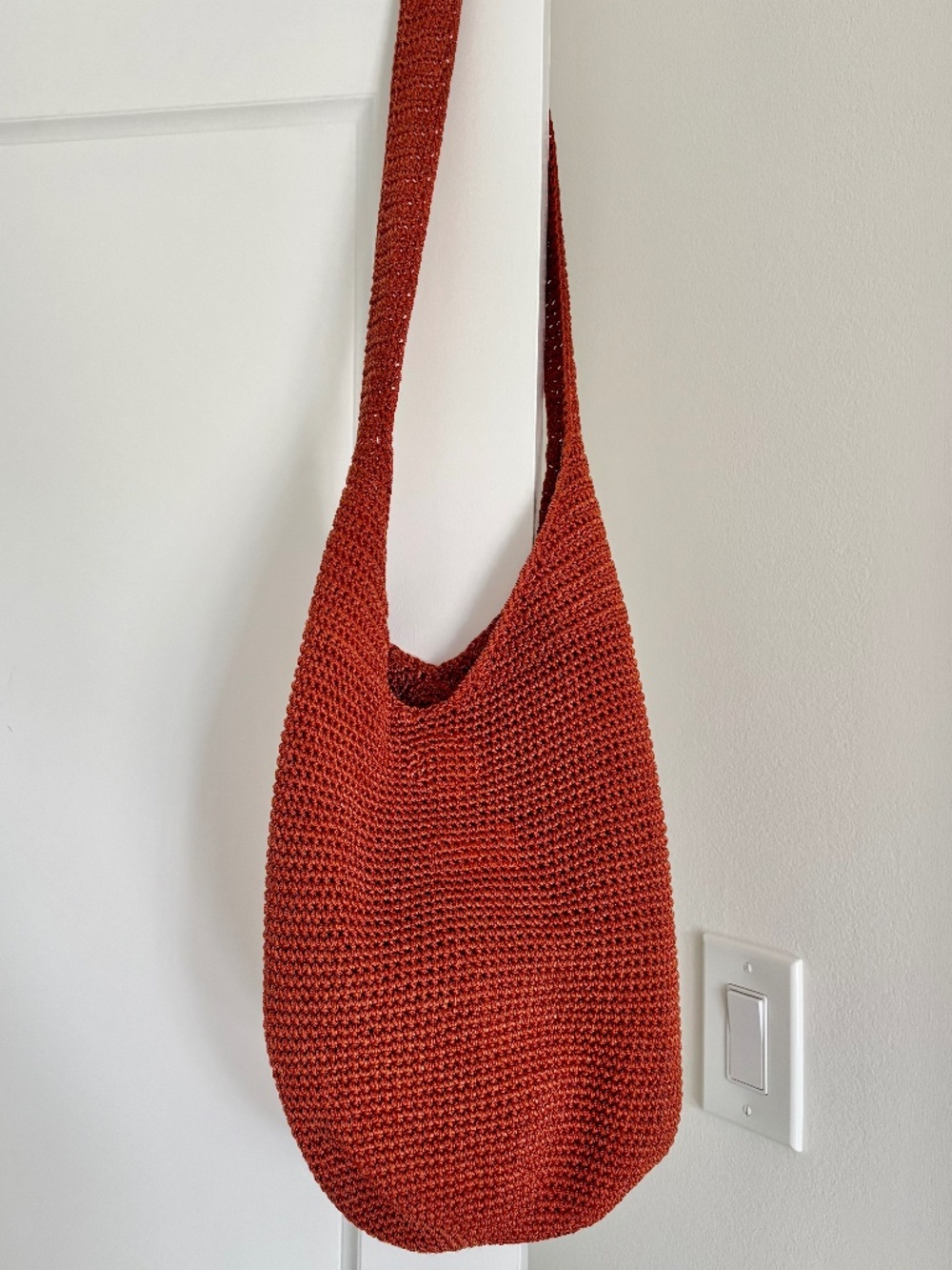 The Sak Burnt Orange Crochet Hobo Shoulder Bag